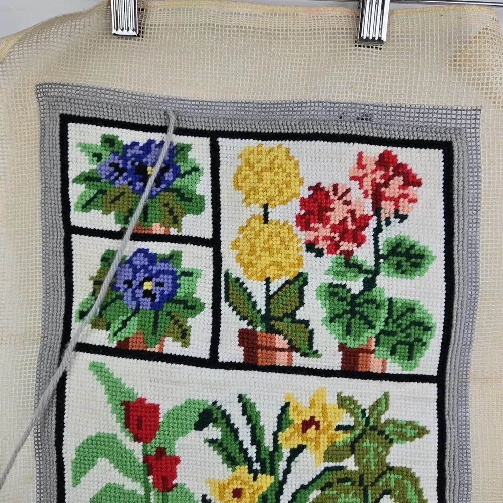 Vintage Greenhouse Needlepoint Unfinished By Caron.‎ Read
